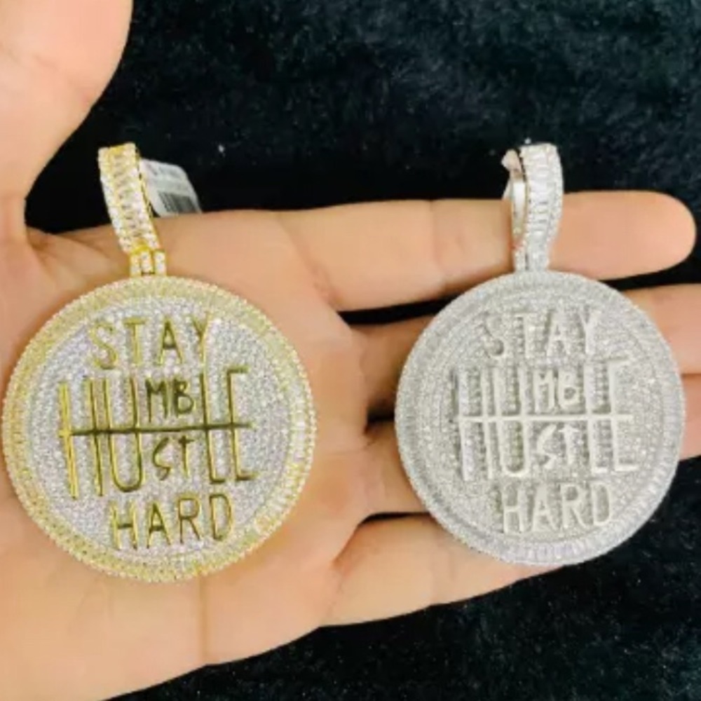 Sterling Silver Stay Humble Hustle Hard Pendant